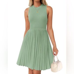 ZESICA Crewneck Pleated Knit Dress